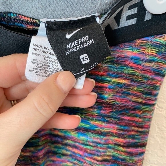 Nike Pro Hyperwarm Rainbow Multicolor High Waist Leggings - Size XS - EUC - Picture 4 of 7